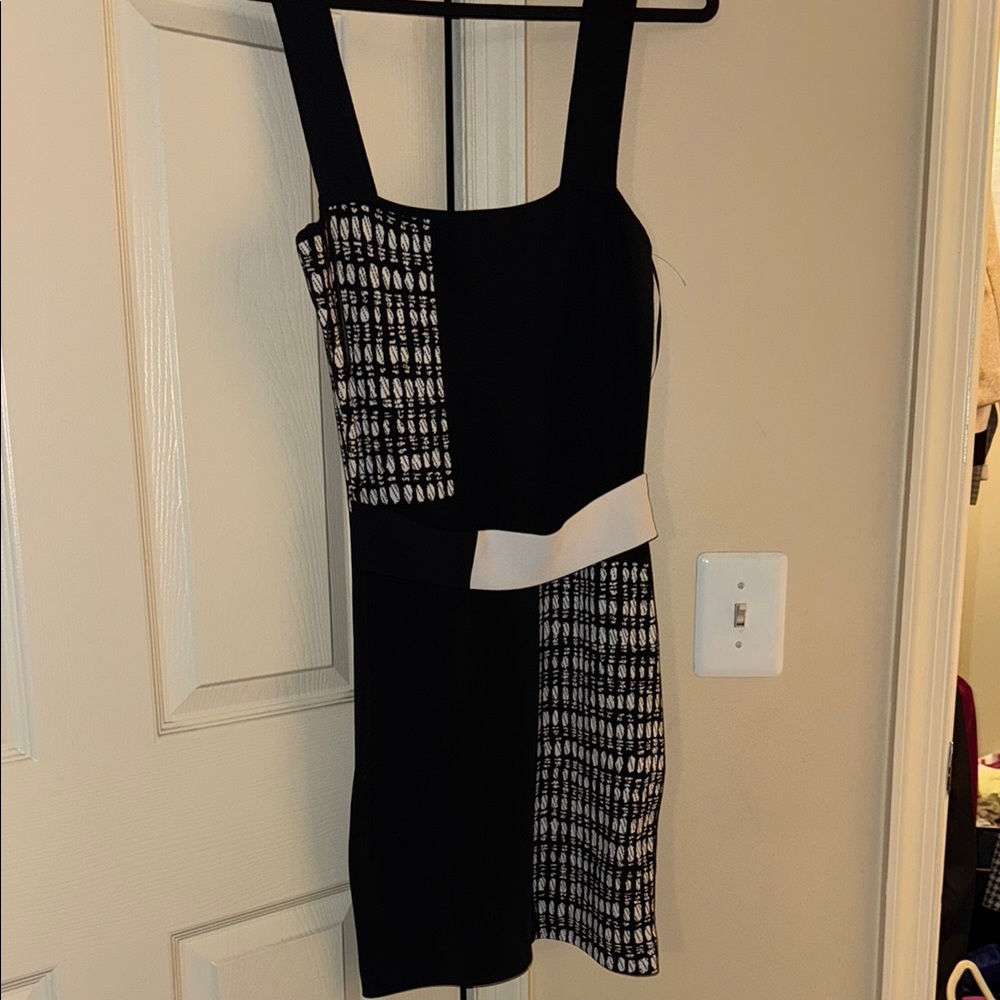 Roland Mouret SS14 ‘Rowington’ Black and White Bodycon Midi Dress Size large